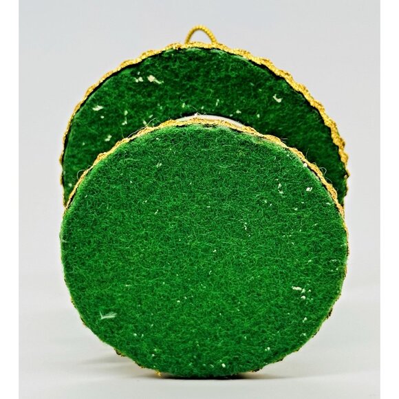 Vintage Christmas Ornament Plastic Face Santa in Sleigh Felt Bird Feeder Seeds - Picture 9 of 10